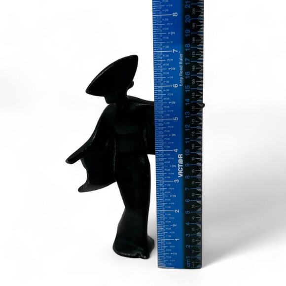 Vintage Cast Iron Geisha Figurine (7" H) MCM Mid Century Modern Statue Decor - Picture 8 of 12